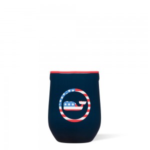 Americana Whale Dot Corkcicle 12oz Vineyard Vines Stemless Water Bottle | OPZQI-9187