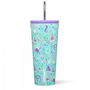 Ariel Corkcicle 24oz D-isney Princess Cold Cup Insulated Tumbler With Straw Water Bottle | NGPEB-5463