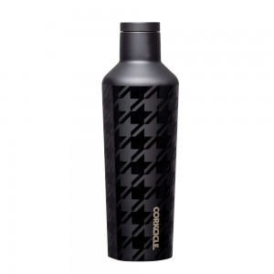 Black Corkcicle 16oz Onyx Houndstooth Canteen Water Bottle | FPVGA-4751