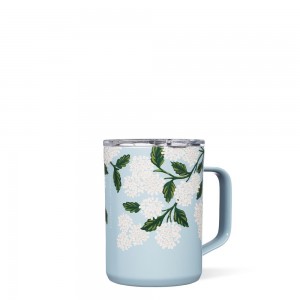 Blue Hydrangea Corkcicle 16oz Rifle Paper Co. Coffee Mug Insulated Coffee Mug Water Bottle | FGNXA-6850