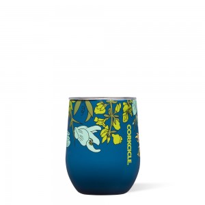 Blue Wildflower Corkcicle 12oz Floral Stemless Water Bottle | EKUGQ-2891