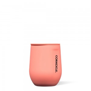 Coral Corkcicle 12oz Neon Lights Stemless Water Bottle | LPKFS-8216