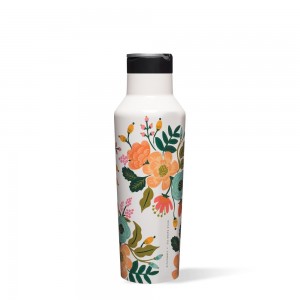 Cream Lively Floral Corkcicle 20oz Rifle Paper Co. Sport Canteen Insulated Water Bottle | JTBKR-4513