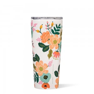 Cream Lively Floral Corkcicle 24oz Rifle Paper Co. Tumbler Cup | VSLAU-2791