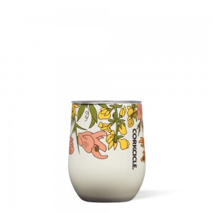 Cream Wildflower Corkcicle 12oz Floral Stemless Water Bottle | CERWV-8593