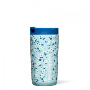 Ditsy Floral Blue Corkcicle 12oz Kids Cup With Lid & Straw | ETXNA-7265