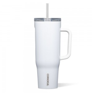 Gloss White Corkcicle 40oz Cruiser Insulated Tumbler With Handle Water Bottle | ICEVQ-0527