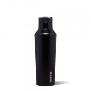 Matte Black Corkcicle 20oz Classic Sport Canteen Insulated With Straw Water Bottle | FXCRV-0639