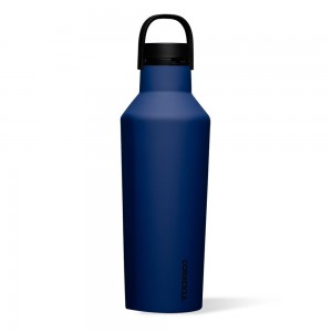 Midnight Navy Corkcicle 32oz Series A Sport Canteen Insulated Water Bottle | MHCOJ-5786