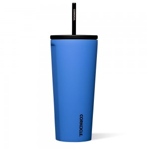 Pacific Blue Corkcicle 24oz Cold Cup Insulated Tumbler With Straw Water Bottle | MUPVQ-4653