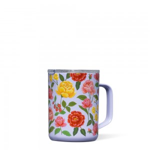 Roses Corkcicle 16oz Rifle Paper Co. Coffee Mug Insulated Coffee Mug Water Bottle | JZEQR-6519