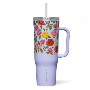 Roses Corkcicle 40oz Rifle Paper Co. Cruiser Insulated Tumbler With Handle Water Bottle | LBORP-5028