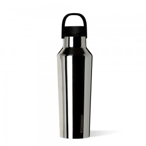 Silver Corkcicle 20oz Metallic Sport Canteen Insulated Water Bottle | QGEBW-3687