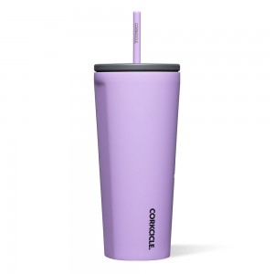 Sun-Soaked Lilac Corkcicle 24oz Cold Cup Insulated Tumbler With Straw Water Bottle | WUPEO-8021