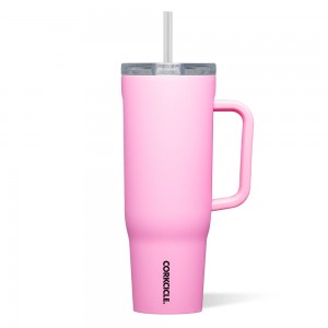 Sun-Soaked Pink Corkcicle 40oz Cruiser Insulated Tumbler With Handle Water Bottle | PIBAZ-5283