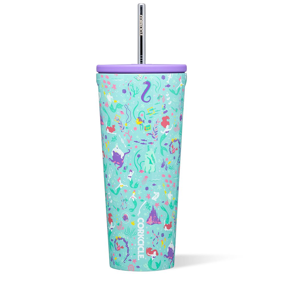 Ariel Corkcicle 24oz D-isney Princess Cold Cup Insulated Tumbler With Straw Water Bottle | NGPEB-5463