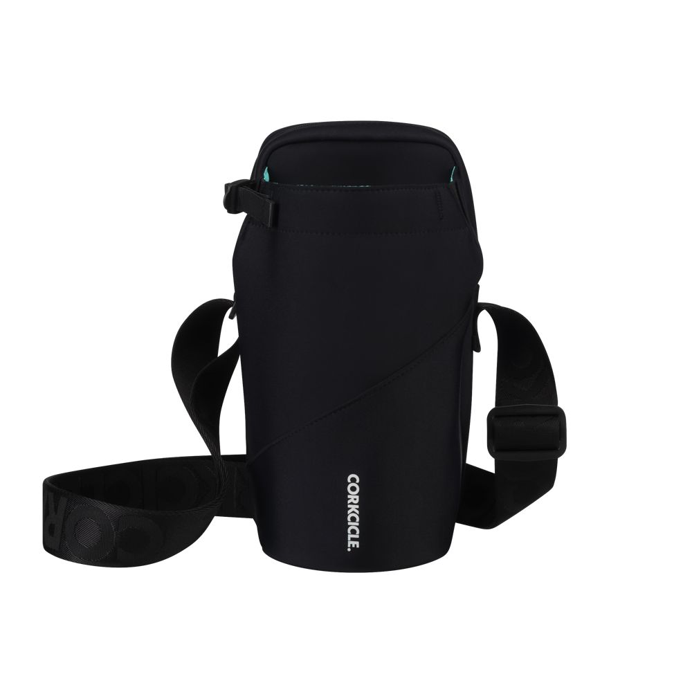 Black Neoprene Corkcicle Sling Crossbody Water Bottle Sling Bag | RCQAP-6203