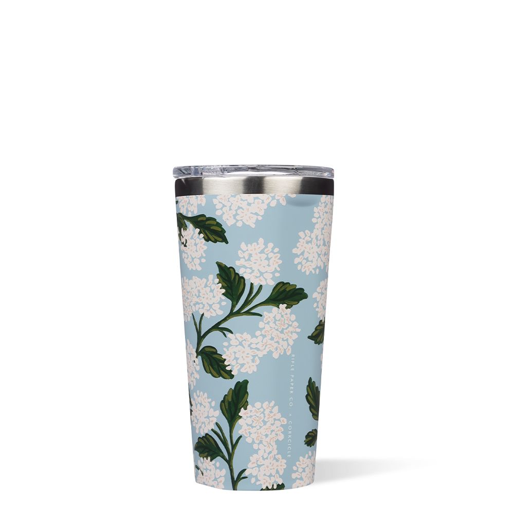 Blue Hydrangea Corkcicle 16oz Rifle Paper Co. Tumbler Cup | YFCVJ-4209