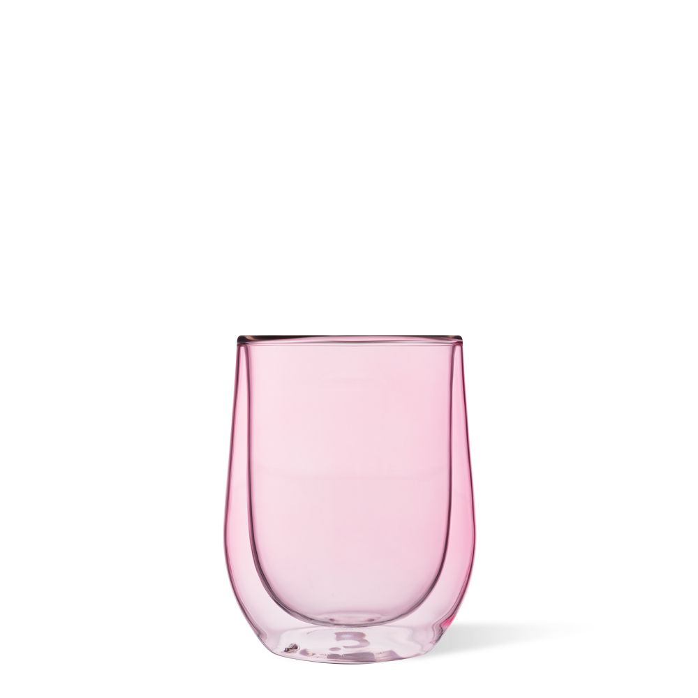 Blush Corkcicle 12oz Stemless Glass Set (2) Water Bottle | GQODJ-1604