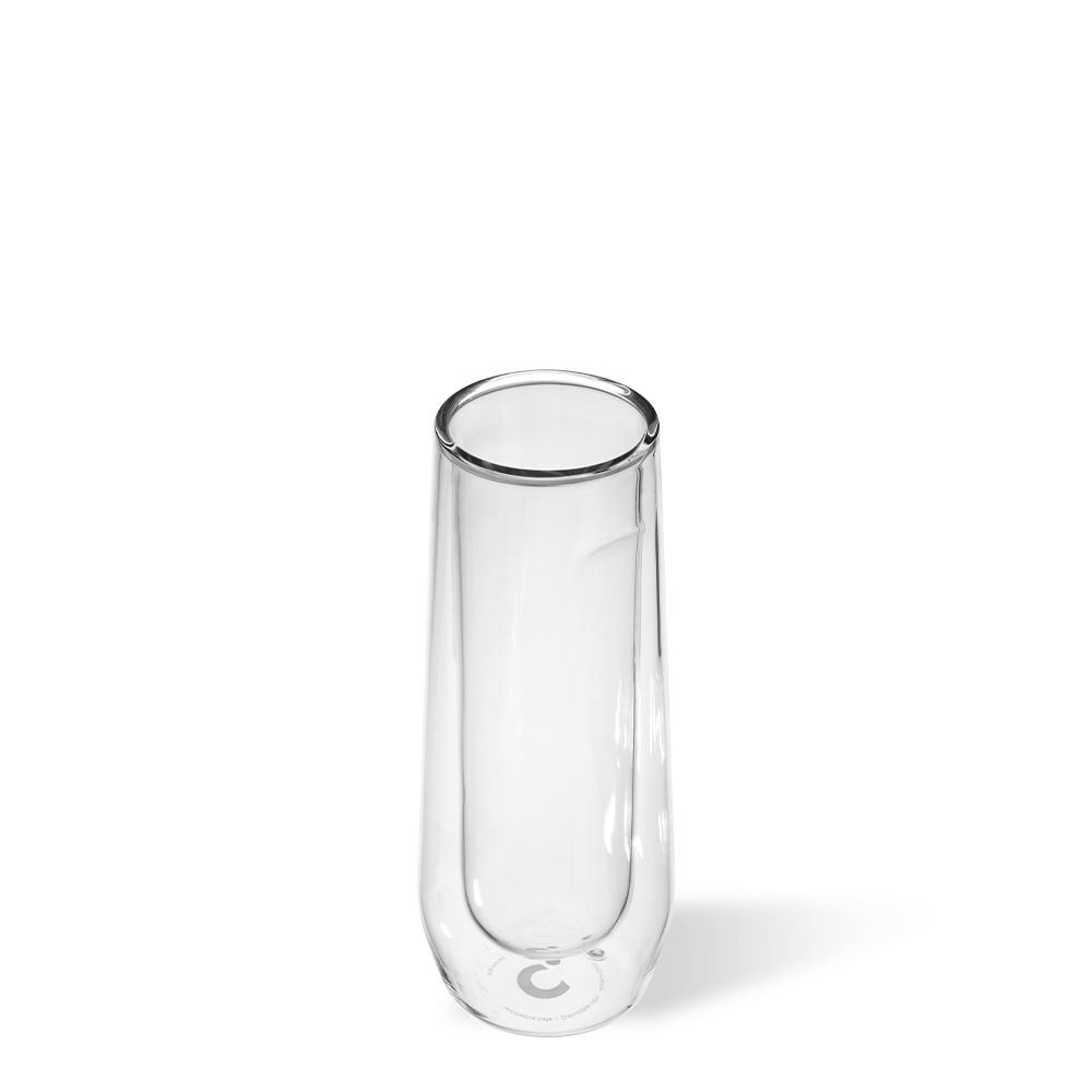 Clear Corkcicle 7oz Stemless Flute Glass Set (2) Champagne Flutes | DRWVF-2459