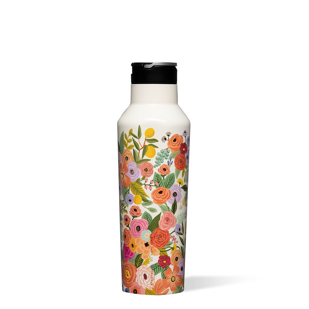 Garden Party Corkcicle 20oz Rifle Paper Co. Sport Canteen Insulated Water Bottle | KMBQJ-8342