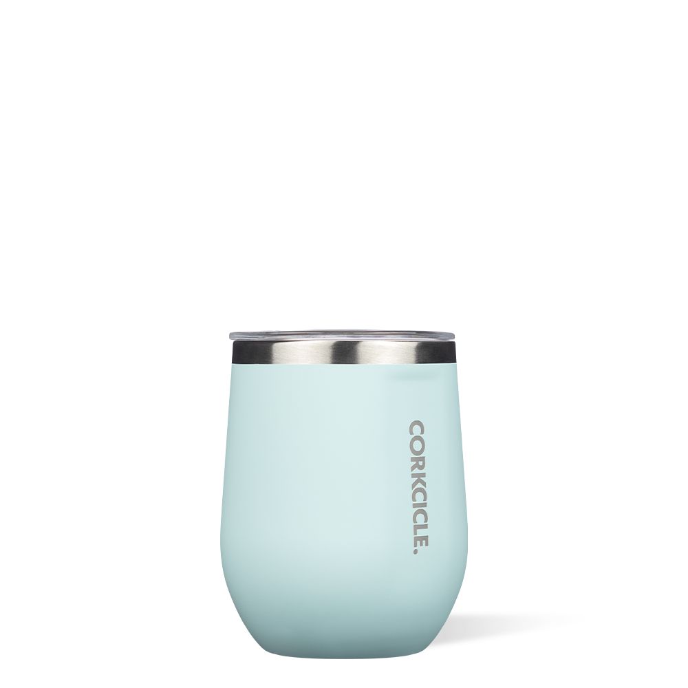 Gloss Powder Blue Corkcicle 12oz Classic Stemless Insulated Wine Tumbler Water Bottle | OJQLS-6540