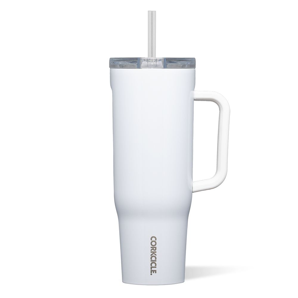 Gloss White Corkcicle 40oz Cruiser Insulated Tumbler With Handle Water Bottle | ICEVQ-0527