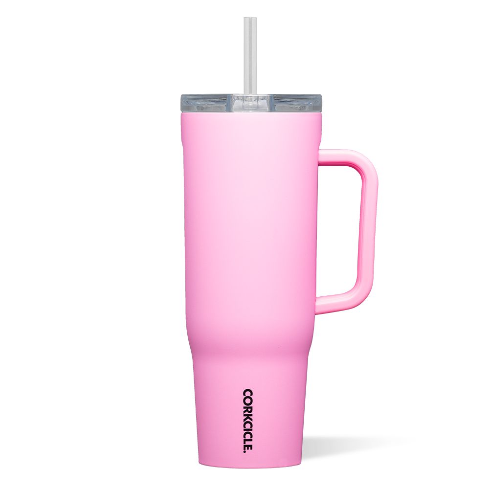 Sun-Soaked Pink Corkcicle 40oz Cruiser Insulated Tumbler With Handle Water Bottle | PIBAZ-5283