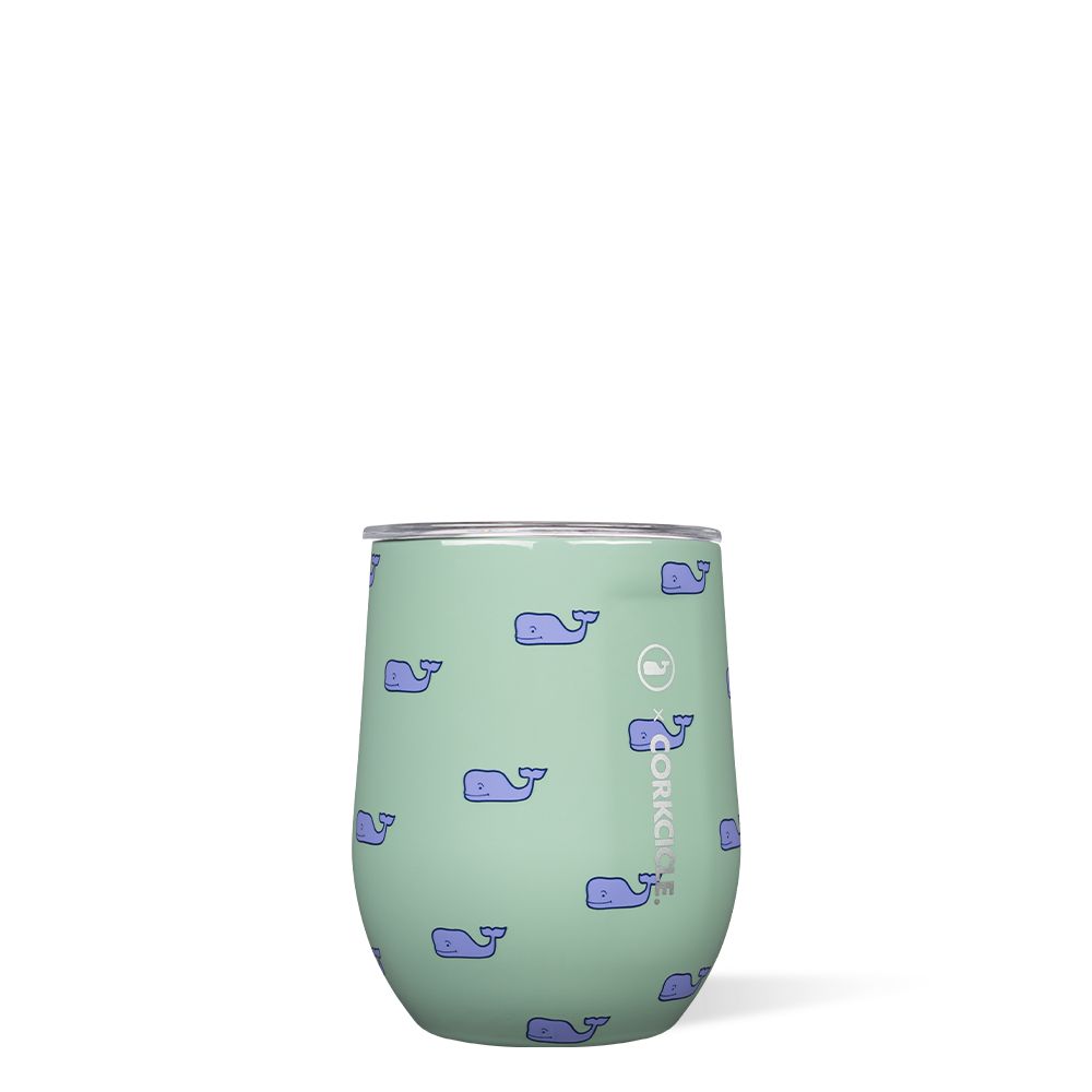 Whales Repeat Capri Blue Corkcicle 12oz Vineyard Vines Stemless Water Bottle | BJMCO-9348