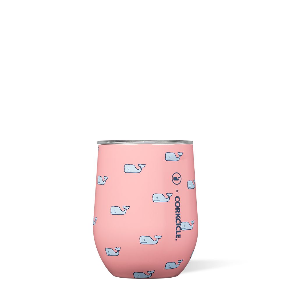 Whales Repeat Corkcicle 12oz Vineyard Vines Stemless Water Bottle | HFSCM-6349