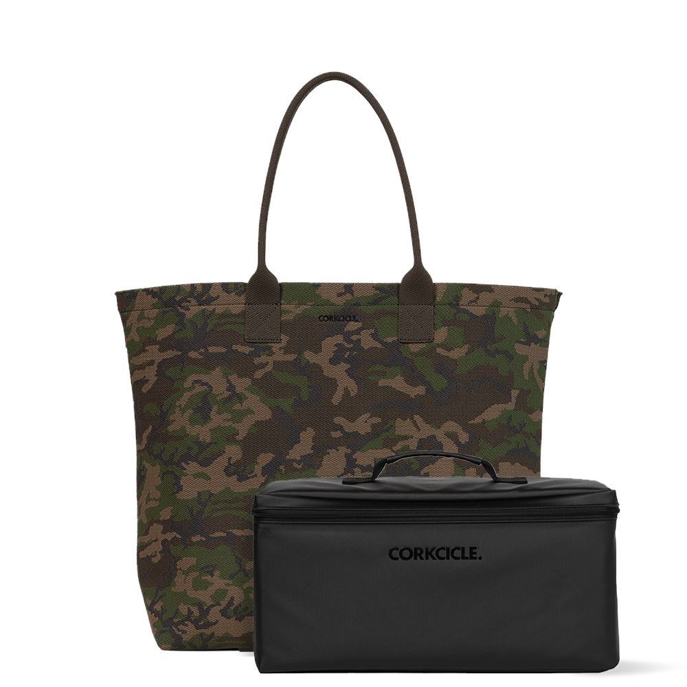 Woodland Camo Corkcicle Re:Tote Recycled Plastic Tote Bag With Cooler Insert Bags | USXBT-4913